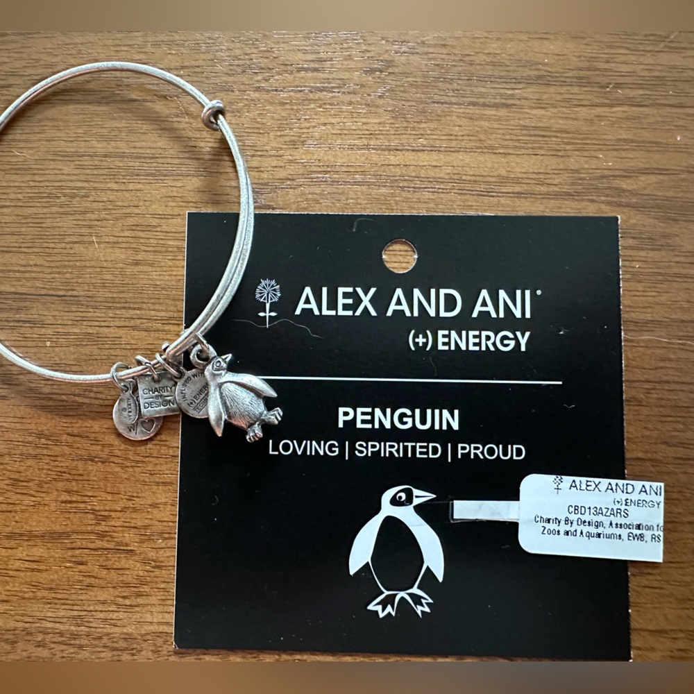 Alex and Ani Vintage Russian Silver “Penguin” expandable Charm Bracelet